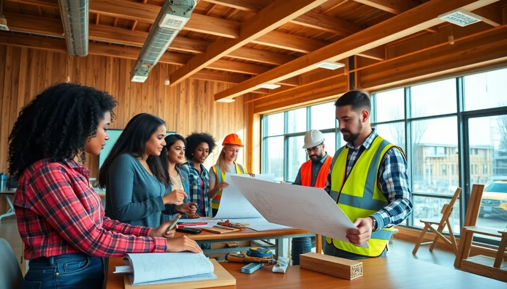 Engaged students in construction education Colorado hands-on learning session.