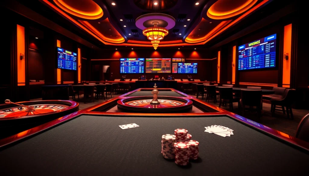 Experience a thrilling moment with 12bet, showcasing vibrant gaming tables and an immersive online gambling interface.