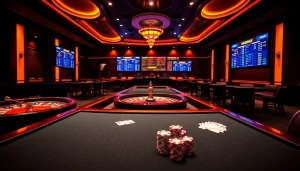 Experience a thrilling moment with 12bet, showcasing vibrant gaming tables and an immersive online gambling interface.