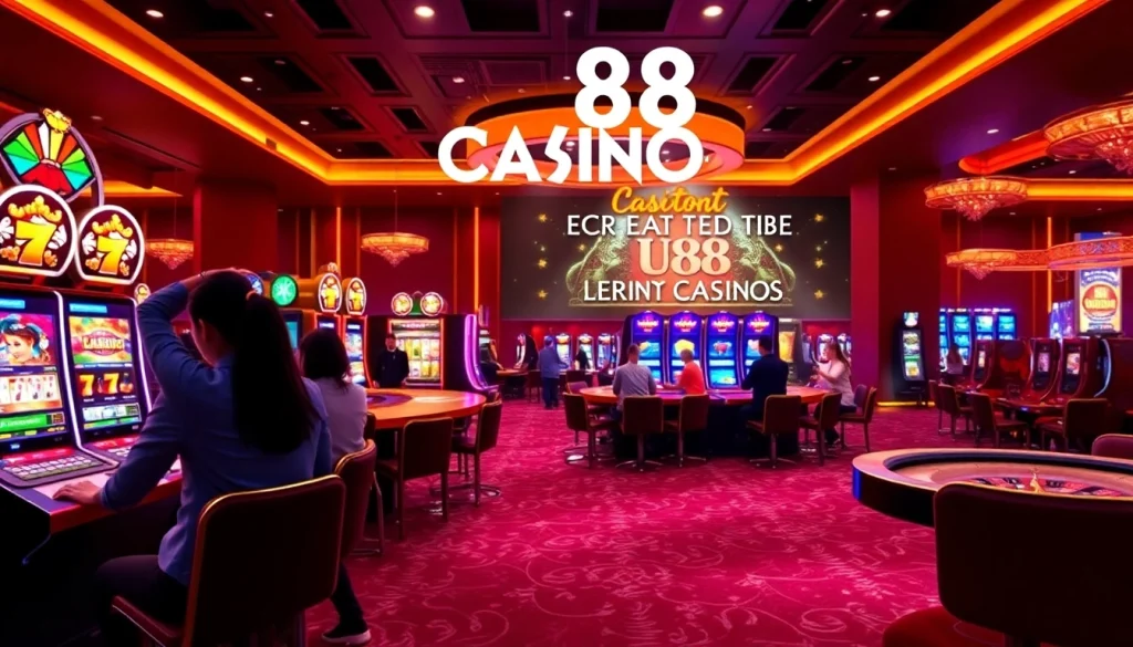 Exciting UU88 Casino gaming scene with modern slot machines and enthusiastic players.