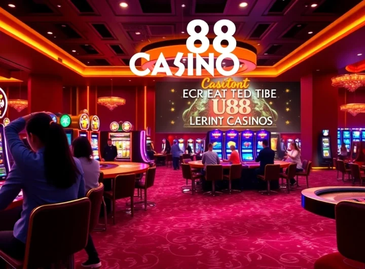 Exciting UU88 Casino gaming scene with modern slot machines and enthusiastic players.