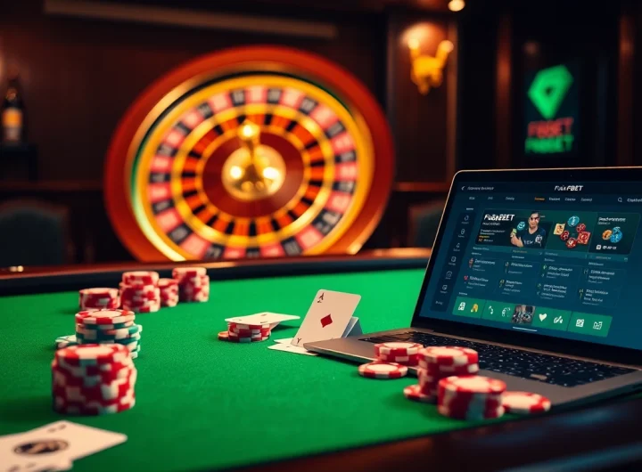 Experience the thrill and luxury of online gambling with Link F8BET at a sophisticated casino setting.