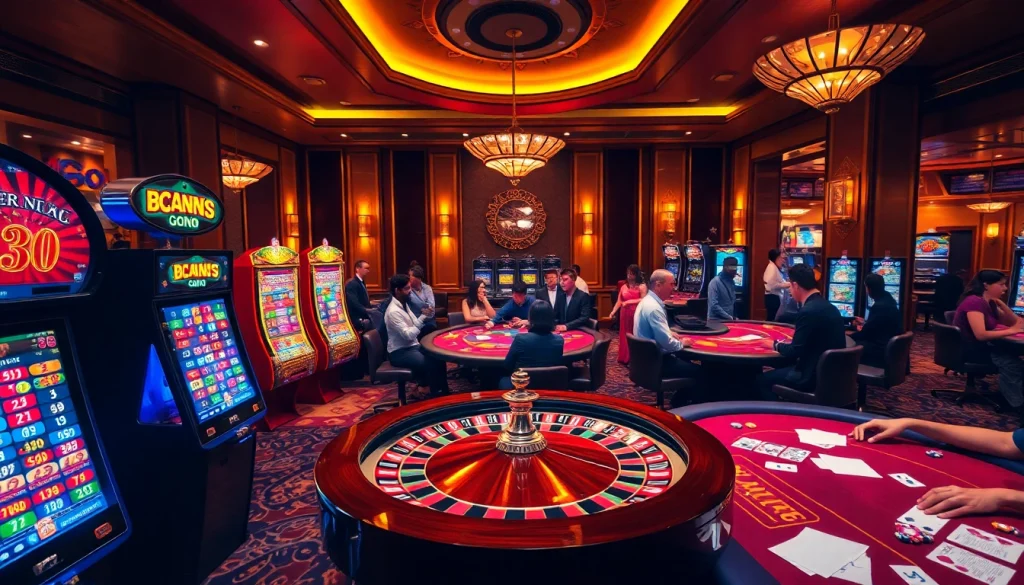 Người chơi Bet Vip tận hưởng không khí casino sôi động với roulette, poker và các máy đánh bạc.