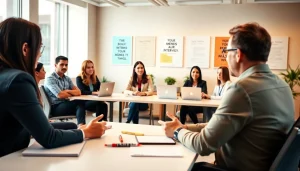 Practicing Mock Interviews in a professional setting with diverse candidates and an experienced interviewer.