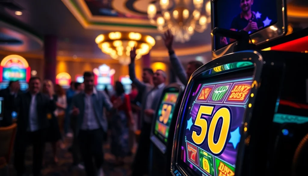 Mendapatkan kemenangan besar dengan slot bet 50 pada mesin slot yang bersinar.