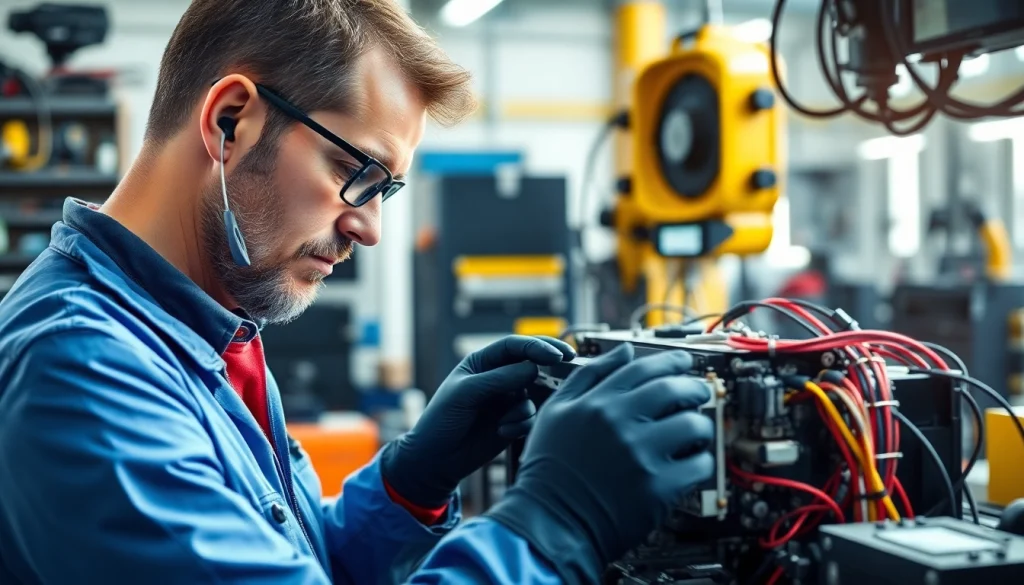 Repairing das 140 components in a bright workshop with advanced tools.