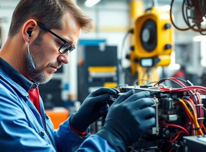 Repairing das 140 components in a bright workshop with advanced tools.