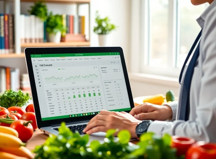 Calculate your TDEE calculator results with a nutrition expert in a bright kitchen setting.