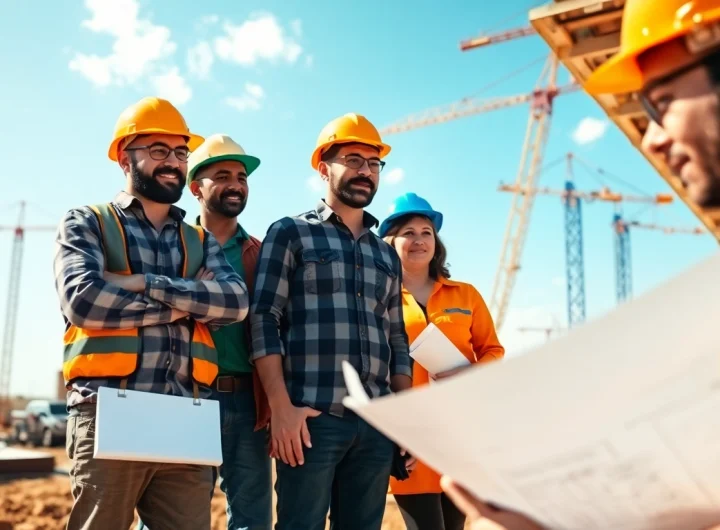 Builders collaborating at a construction site, representing the Texas association of builders.