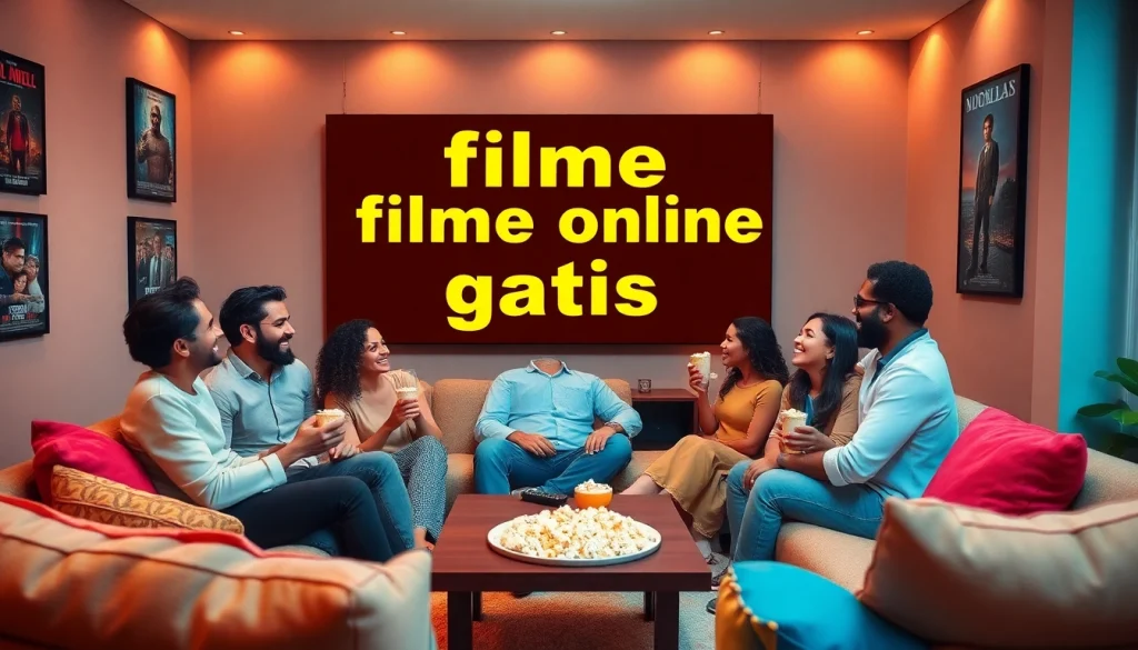 Enjoying filme online gratis together during a cozy movie night with family and snacks.