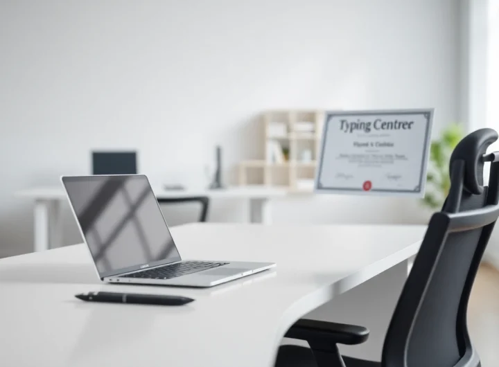 Enhance typing skills at a modern typing center with a focus on professional services and certification.