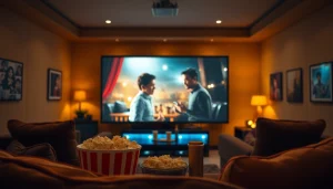 ดูหนังในโรงภาพยนตร์ที่บ้านพร้อมป๊อปคอร์นและบรรยากาศอบอุ่น