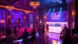Vibrant nightlife at Club SXM showcasing dancers, patrons, and an energetic atmosphere.