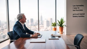 Empowering business coach los Angeles supporting a client in a modern office.