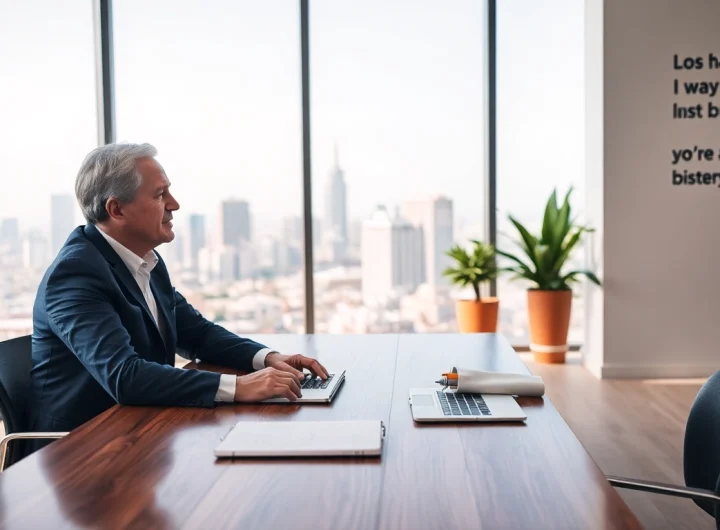 Empowering business coach los Angeles supporting a client in a modern office.