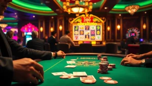 Rasakan permainan obraltoto yang mendebarkan saat para pemain terlibat dalam poker bernilai tinggi dengan elemen kasino yang penuh warna.