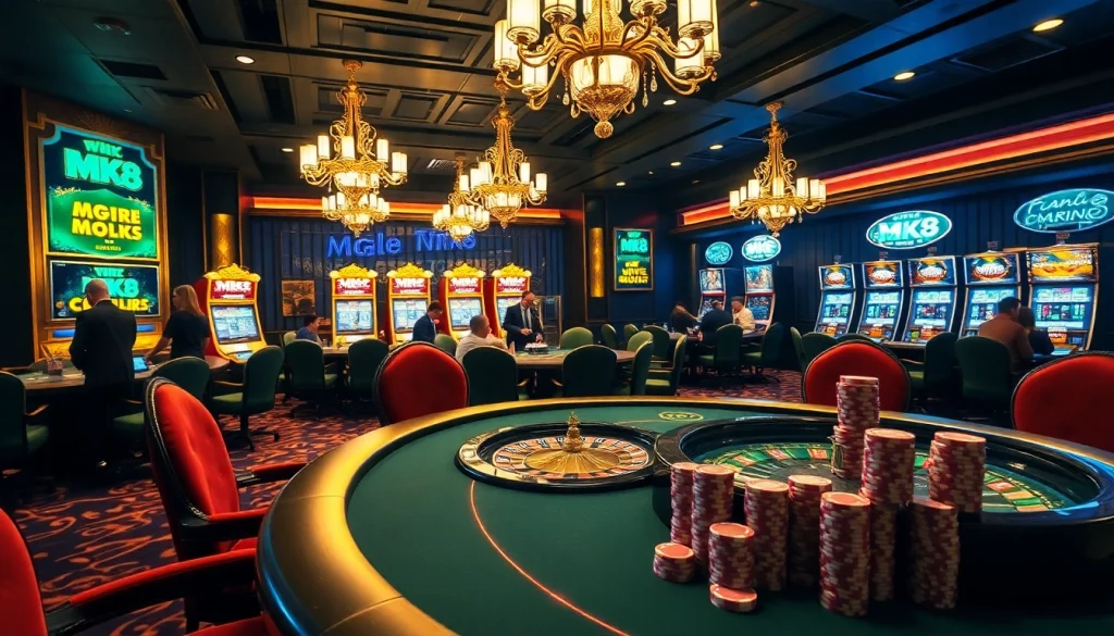 Engaging scene of MK8 themed poker action in a luxurious casino setting.