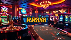 Experience the excitement of RR88 with vibrant casino gaming elements and professional atmosphere.