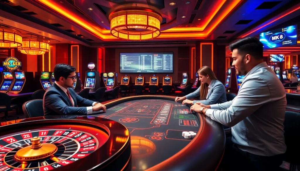 Exciting gaming experience at MK 8 casino table with vibrant chips and roulette.