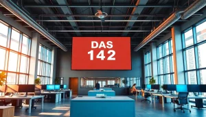 Showcase of DAS 142 in a modern office setting, emphasizing collaboration and productivity