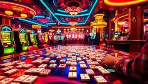 Rasakan permainan Mahjong Ways 2 di kasino yang semarak dengan ubin berwarna-warni dan aksi yang penuh semangat.