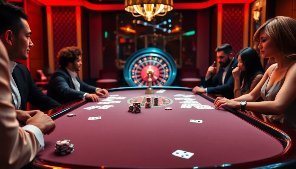 Exciting poker gameplay at F8BET with vibrant casino elements and lively atmosphere.