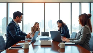 Engaging business growth insights through strategic team collaboration in a modern office.