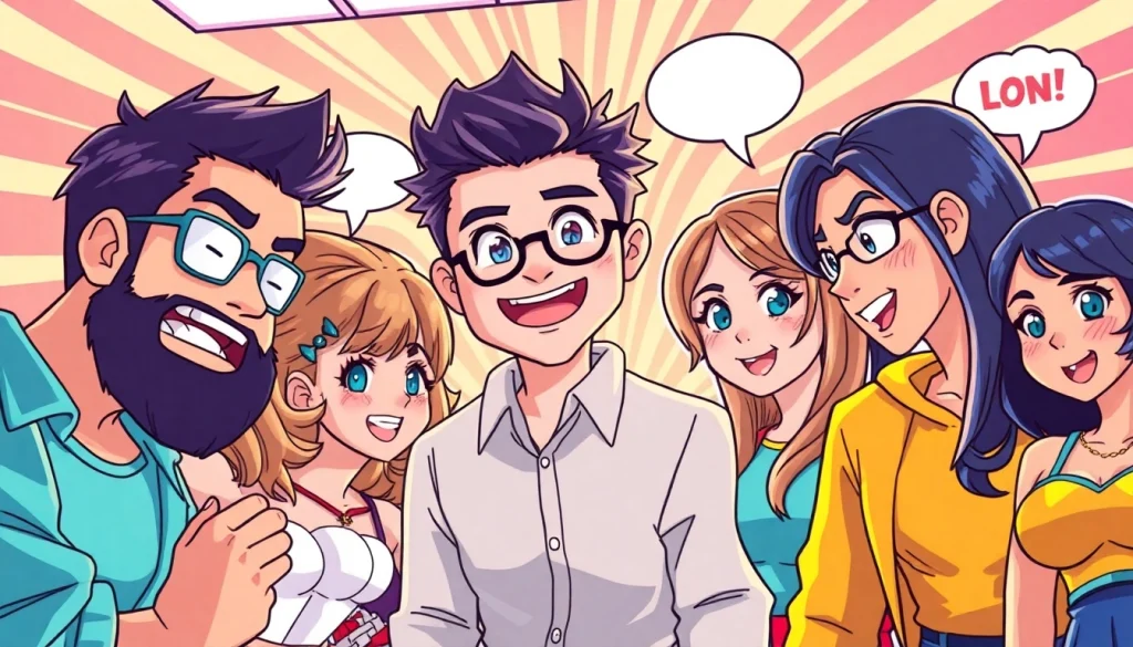 뉴토끼 웹툰을 대표하는 다양한 캐릭터들이 역동적으로 표현된 화려한 모습