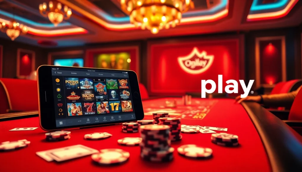 Players enjoying Onicplay with vibrant casino visuals, showcasing slot games and poker elements.