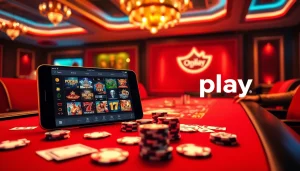 Players enjoying Onicplay with vibrant casino visuals, showcasing slot games and poker elements.