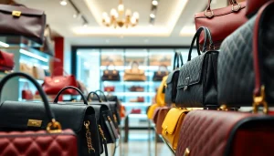 명품 이미테이션 가방을 부티크에서 전시하는 고급스러운 모습