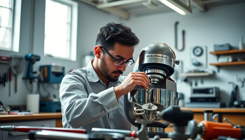 Kitchenaid appliance repair ottawa by a professional technician in a well-lit workshop.