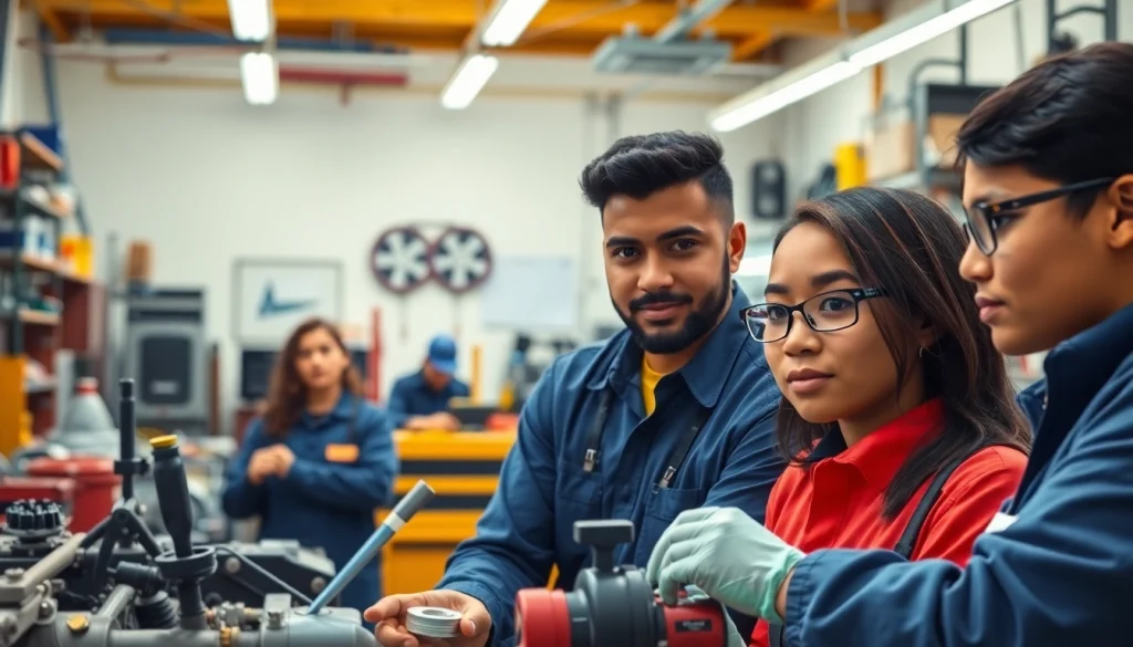 Explore trade schools in Southern California through a vibrant training scene with engaged students.