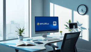 展示在现代桌面上的 WPS Office 软件的高效工作区。