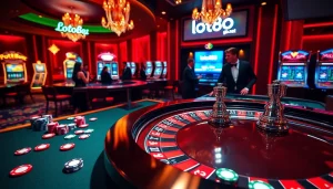 Exciting gambling atmosphere at loto188.gb.net with vibrant roulette and poker action.