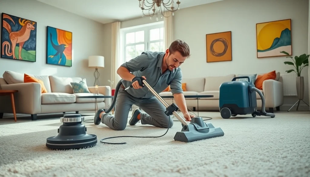 Efficient carpet cleaners Roseville CA restoring a living room's plush carpets to pristine condition.