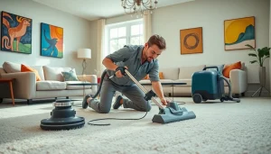 Efficient carpet cleaners Roseville CA restoring a living room's plush carpets to pristine condition.