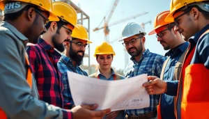 Team of professionals from construction association south carolina collaborating on a project.