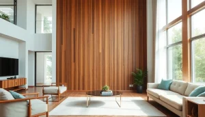 Enhance your interior design with a stunning wood slat wall panel that adds texture and warmth.