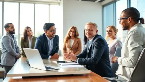 Business coach near me facilitating a dynamic session with clients, fostering growth and collaboration.