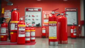 Efficiently position pass fire extinguisher in a professional fire safety training setting.