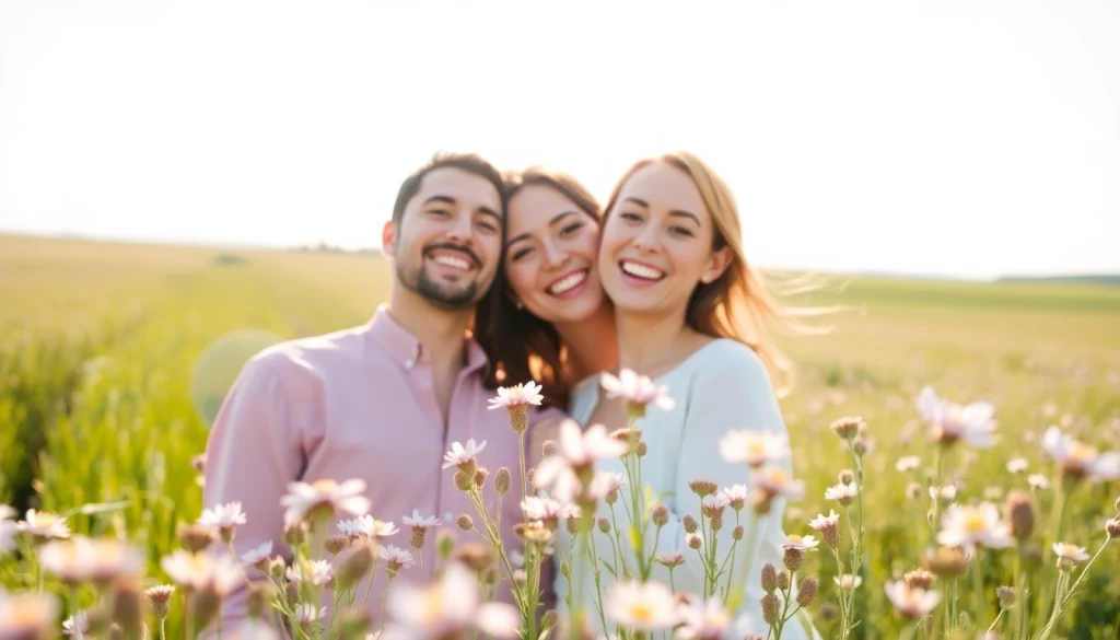 Capture of light & airy photography showcasing a couple in a sunlit field, creating a romantic atmosphere.