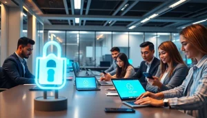 在现代办公室使用快连 VPN 的用户，展示无缝连接与安全性。