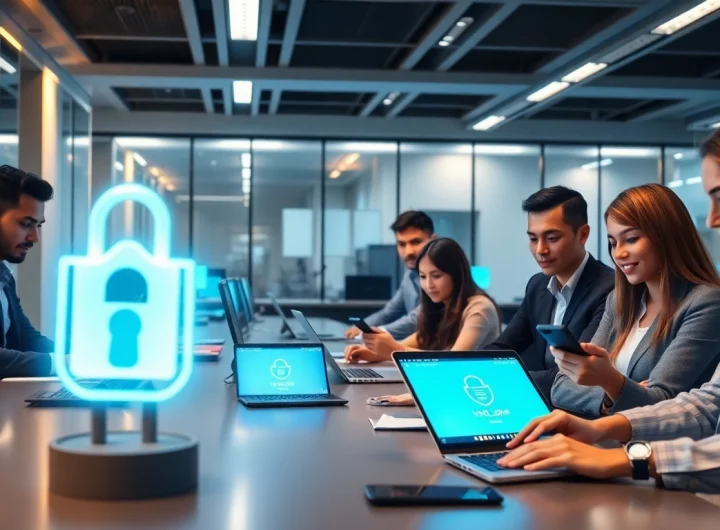 在现代办公室使用快连 VPN 的用户，展示无缝连接与安全性。