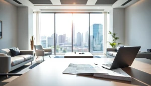 Showcasing a luxembourg holding setup in a modern office, emphasizing professionalism and investment.
